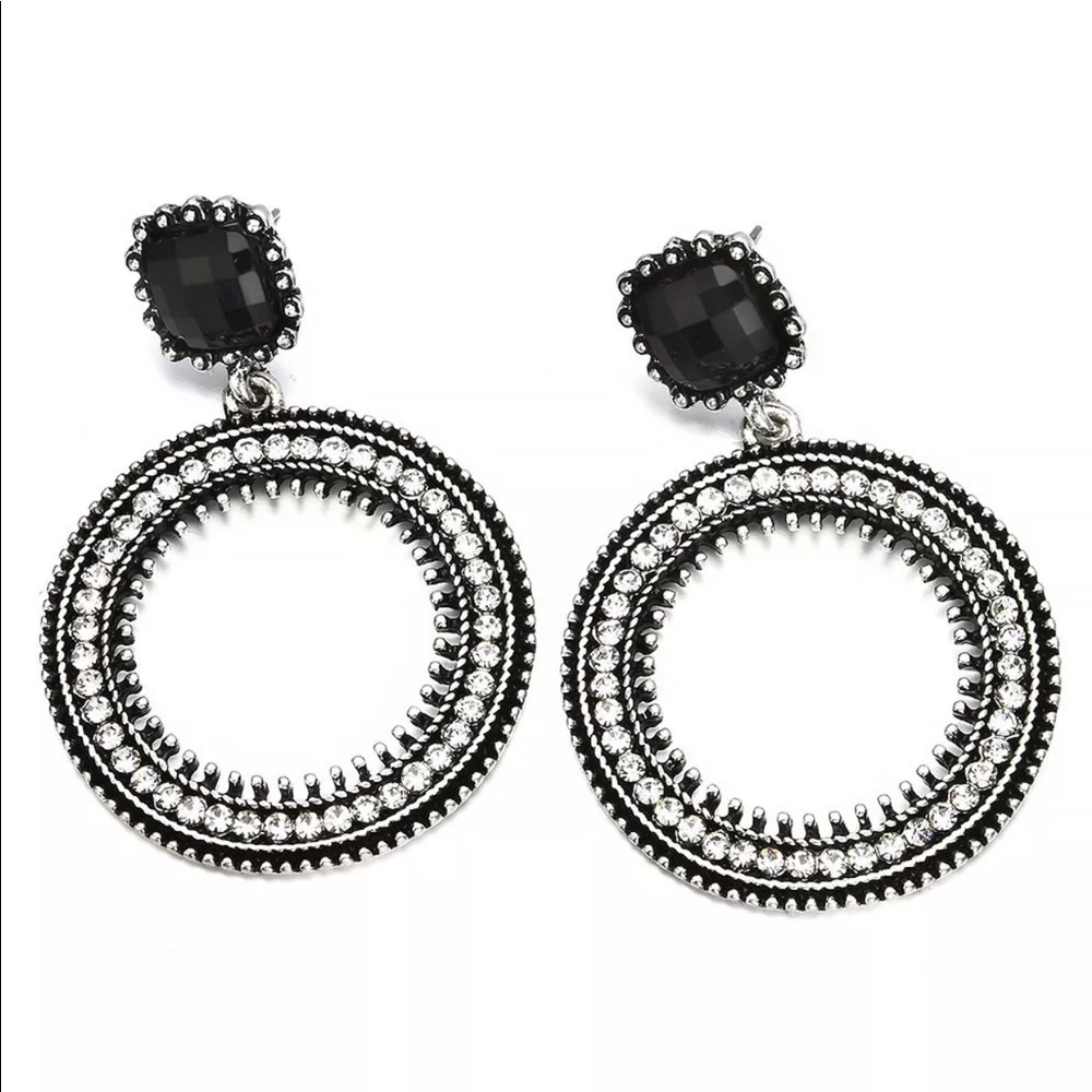 🌿Dazzling circle rhinestone dangle earrings
